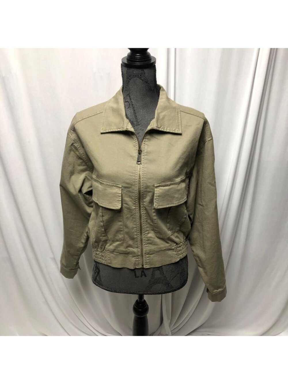 Astrid Military Crop Field Jacket Womens Size Medium Beige Khaki Twill Italy